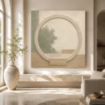 Sage Moon Gate Japandi Minimalist Wall Art Canvas Print - Image 8