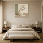 Sage Ceramic Still Life Minimalist Wall Art Canvas Print showcased in an elegant minimalist interior