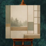 Sage Forest Shoji Minimalist Wall Art Canvas Print - Image 2