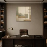 Sage Forest Shoji Minimalist Wall Art Canvas Print displayed in a contemporary gallery-inspired room