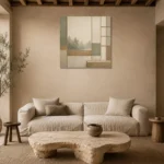 Sage Forest Shoji Minimalist Wall Art Canvas Print presented in a sophisticated home setting