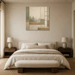 Sage Forest Shoji Minimalist Wall Art Canvas Print showcased in an elegant minimalist interior