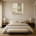 Sage Tatami Geometry Minimalist Wall Art Canvas Print showcased in an elegant minimalist interior