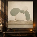 Sage Pebble Japandi Minimalist Wall Art Canvas Print - Image 4