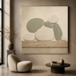Sage Pebble Japandi Minimalist Wall Art Canvas Print - Image 6