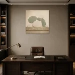 Sage Pebble Japandi Minimalist Wall Art Canvas Print displayed in a contemporary gallery-inspired room