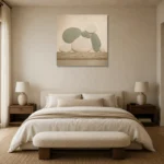 Sage Pebble Japandi Minimalist Wall Art Canvas Print showcased in an elegant minimalist interior