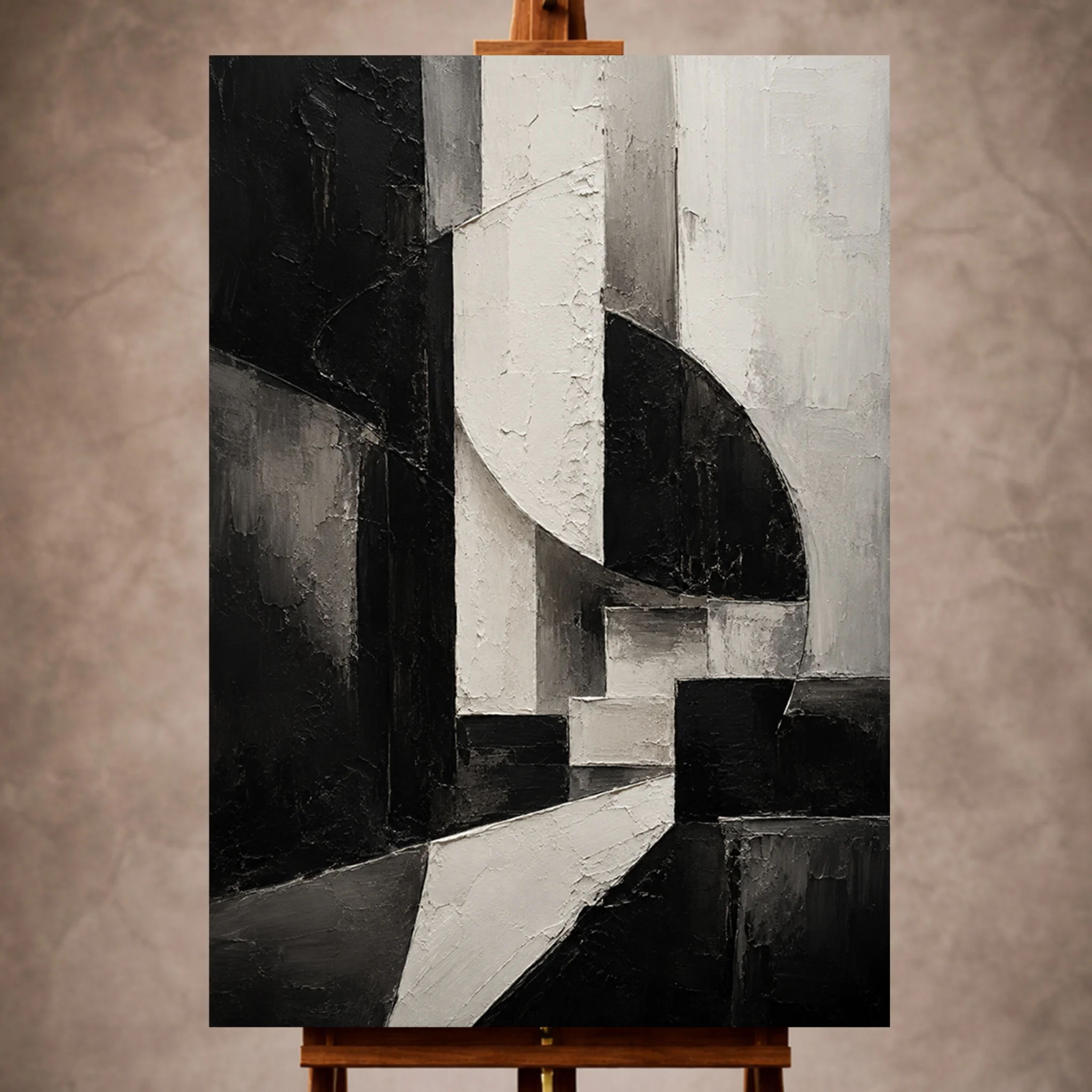 Black And White Geometric Monochrome Wall Art Canvas Print Image 1 Black And White Geometric Monochrome Wall Art Canvas Print - Image 1