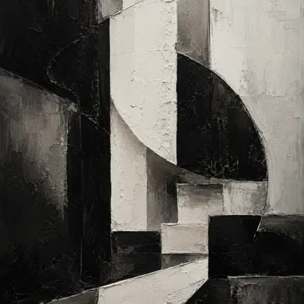 Black And White Geometric Monochrome Wall Art Canvas Print
