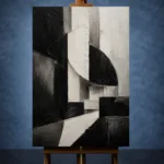 Black And White Geometric Monochrome Wall Art Canvas Print - Image 2