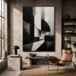 Black And White Geometric Monochrome Wall Art Canvas Print - Image 3