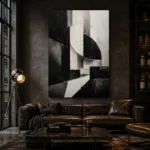 Black And White Geometric Monochrome Wall Art Canvas Print - Image 4