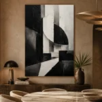 Black And White Geometric Monochrome Wall Art Canvas Print - Image 5