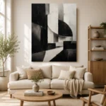 Black And White Geometric Monochrome Wall Art Canvas Print - Image 7