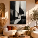 Black And White Geometric Monochrome Wall Art Canvas Print - Image 8