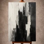 Black And White Abstract Monochrome Wall Art Canvas Print