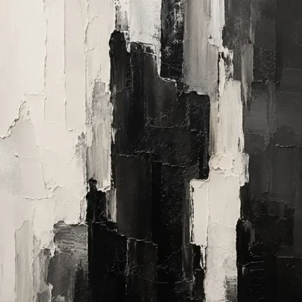 Black And White Abstract Monochrome Wall Art Canvas Print
