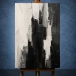 Black And White Abstract Monochrome Wall Art Canvas Print - Image 2