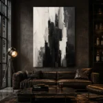 Black And White Abstract Monochrome Wall Art Canvas Print - Image 4