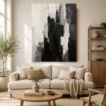 Black And White Abstract Monochrome Wall Art Canvas Print - Image 7