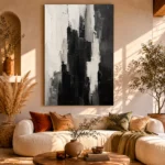 Black And White Abstract Monochrome Wall Art Canvas Print - Image 8