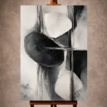 Black And White Organic Forms Monochrome Wall Art Canvas Print
