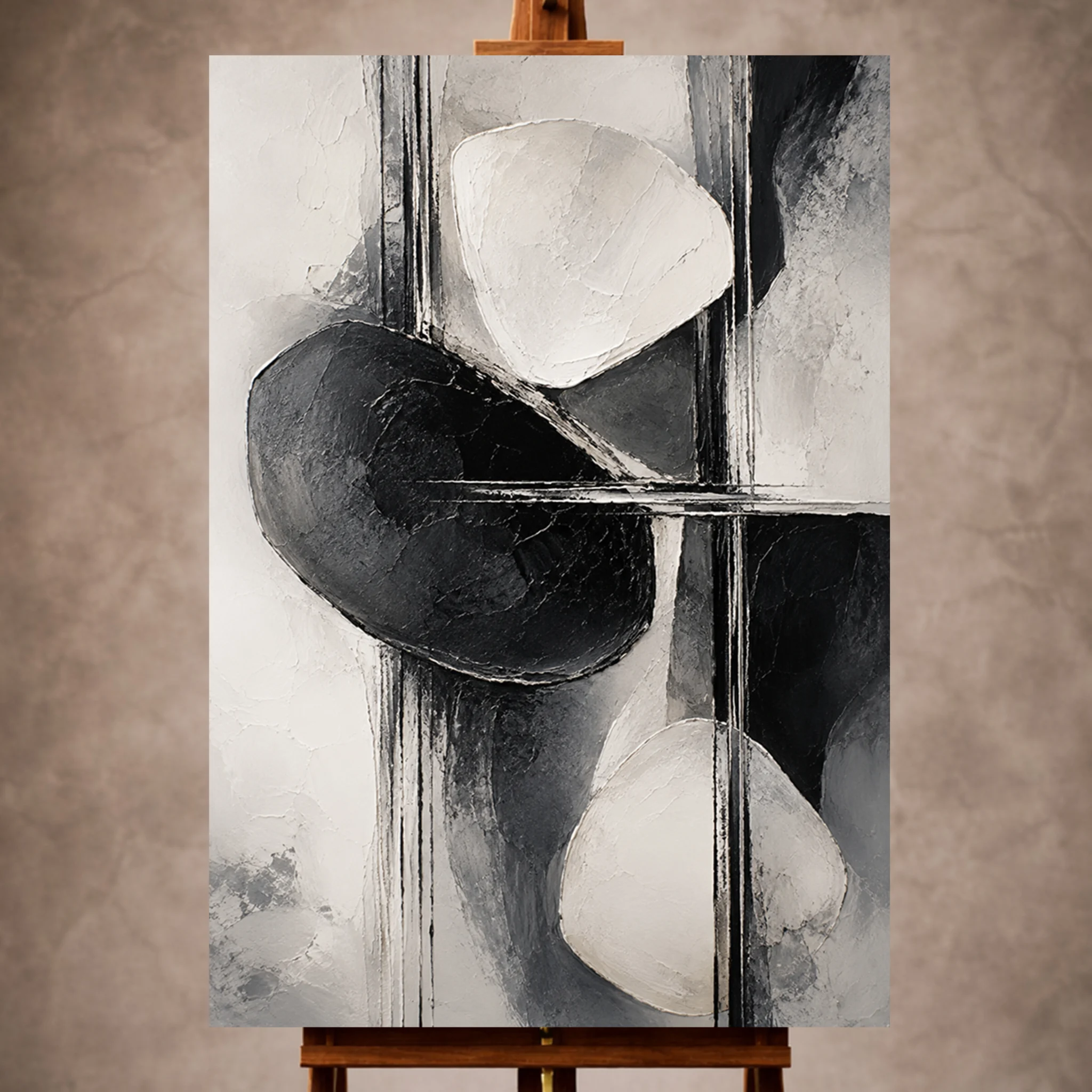 Black And White Organic Forms Monochrome Wall Art Canvas Print Image 1 Black And White Organic Forms Monochrome Wall Art Canvas Print - Image 1