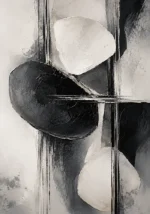 Black And White Organic Forms Monochrome Wall Art Canvas Print