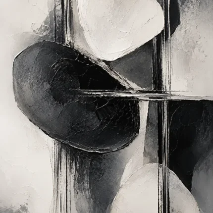 Black And White Organic Forms Monochrome Wall Art Canvas Print
