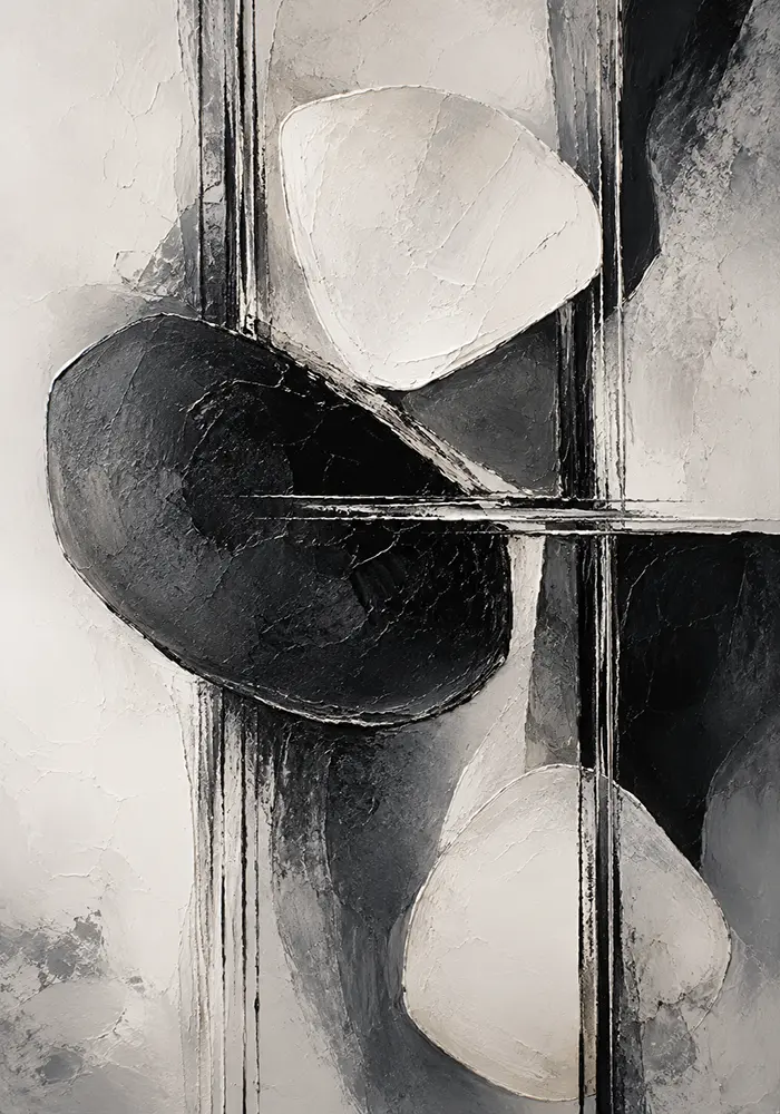 Black And White Organic Forms Monochrome Wall Art Canvas Print
