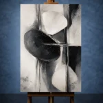 Black And White Organic Forms Monochrome Wall Art Canvas Print - Image 2