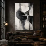 Black And White Organic Forms Monochrome Wall Art Canvas Print - Image 4