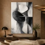 Black And White Organic Forms Monochrome Wall Art Canvas Print - Image 5