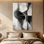 Black And White Organic Forms Monochrome Wall Art Canvas Print - Image 6