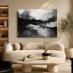 Black And White Organic Forms Monochrome Wall Art Canvas Print - Image 13
