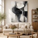 Black And White Organic Forms Monochrome Wall Art Canvas Print - Image 7