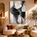 Black And White Organic Forms Monochrome Wall Art Canvas Print - Image 8