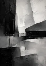 Architectural Blocks Monochrome Wall Art Canvas Print