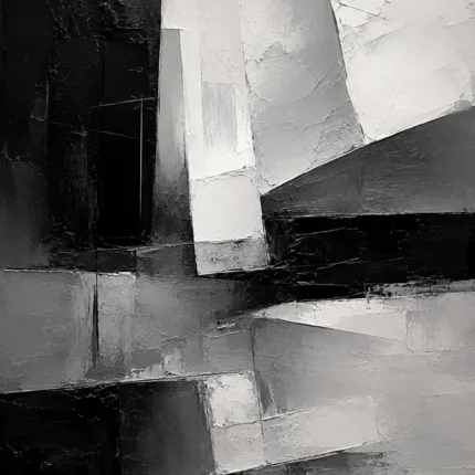 Architectural Blocks Monochrome Wall Art Canvas Print