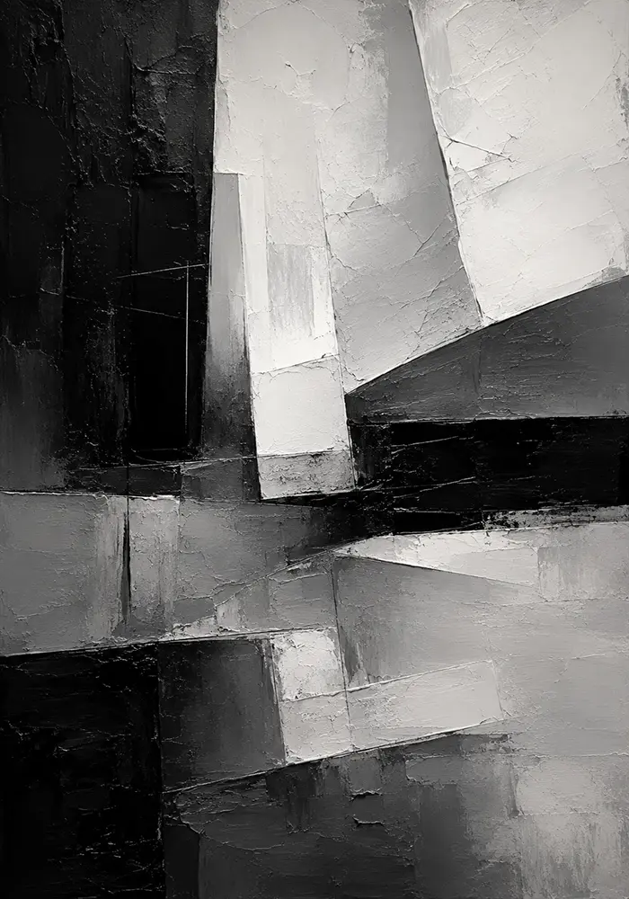 Architectural Blocks Monochrome Wall Art Canvas Print