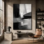 Architectural Blocks Monochrome Wall Art Canvas Print - Image 3