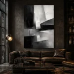Architectural Blocks Monochrome Wall Art Canvas Print - Image 4