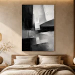 Architectural Blocks Monochrome Wall Art Canvas Print - Image 6
