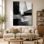 Architectural Blocks Monochrome Wall Art Canvas Print - Image 7