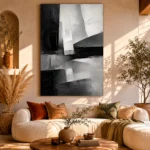 Architectural Blocks Monochrome Wall Art Canvas Print - Image 8