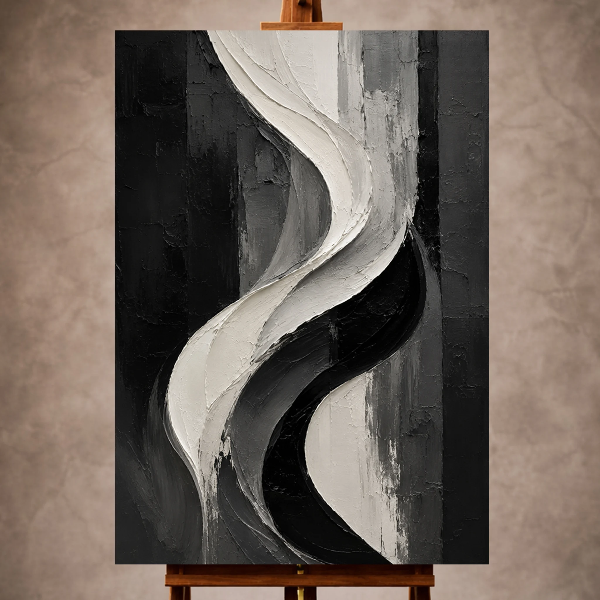 Flowing Curves Monochrome Wall Art Canvas Print Image 1 Flowing Curves Monochrome Wall Art Canvas Print - Image 1