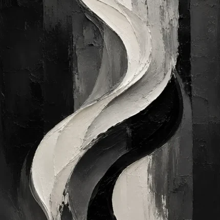 Flowing Curves Monochrome Wall Art Canvas Print