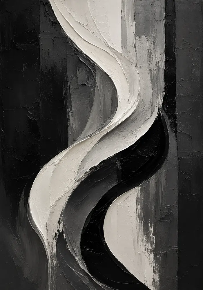 Flowing Curves Monochrome Wall Art Canvas Print