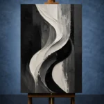 Flowing Curves Monochrome Wall Art Canvas Print - Image 2
