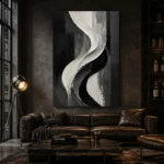Flowing Curves Monochrome Wall Art Canvas Print - Image 4